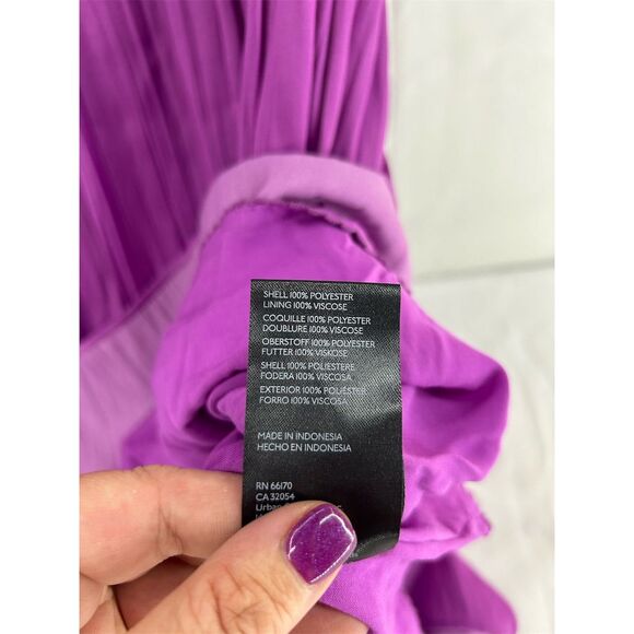 Anthropologie Women's Purple V-Neck Mini Dress Size 14 Short Sleeve - Picture 8 of 9